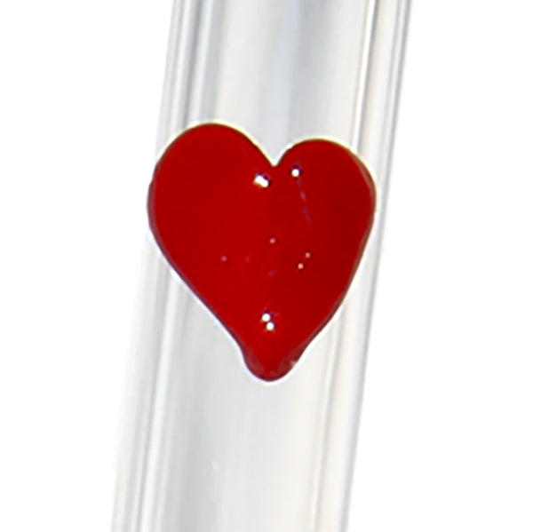 Clear Glass Straw with Red Heart