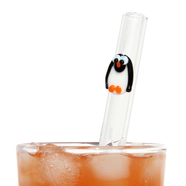 Handmade Glass Straw With Cute Penguin Drinking Straw -  Israel